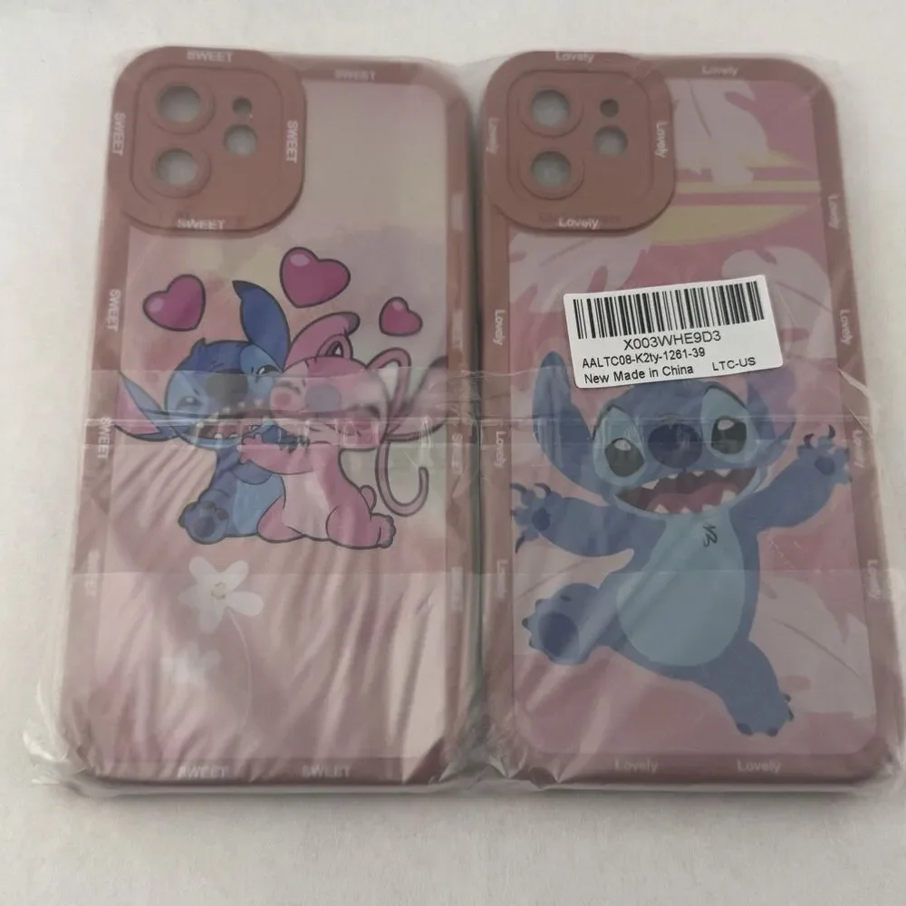 iPhone 12 Mini Case Pink Cartoon Characters Sweet Lovely Set of 2